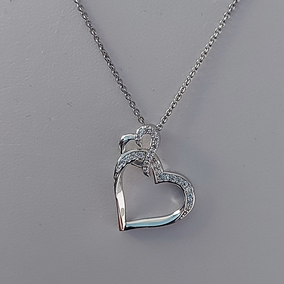 Heart Link Pendant Necklace ,925 Sterling Silver - Picture 2 of 8